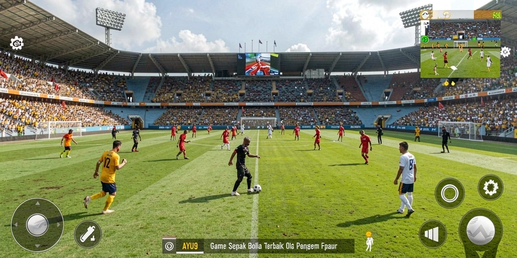 Tampilan seru dari gameplay AYU89 yang penuh aksi sepak bola.