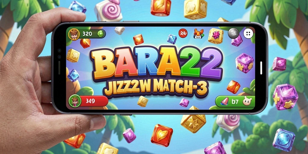 Tampilan gameplay yang seru dari BARA22 saat mencocokkan objek Match-3.