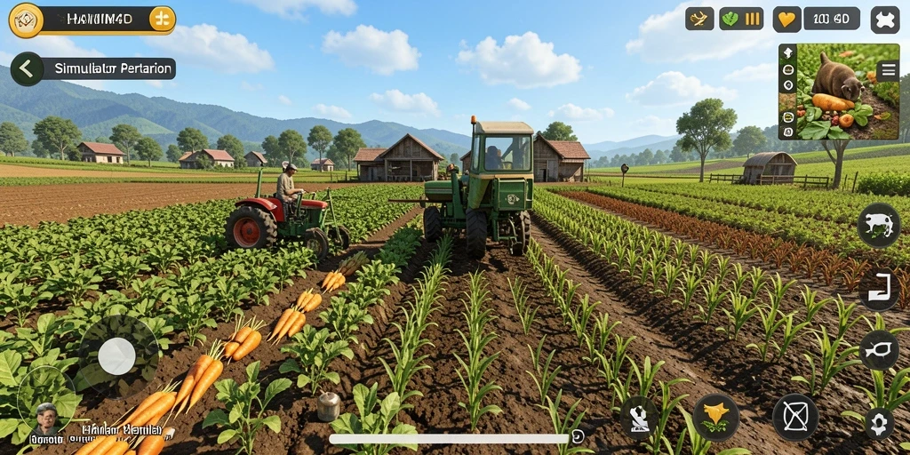 Gameplay HAKIM4D yang menampilkan pertanian dan berternak