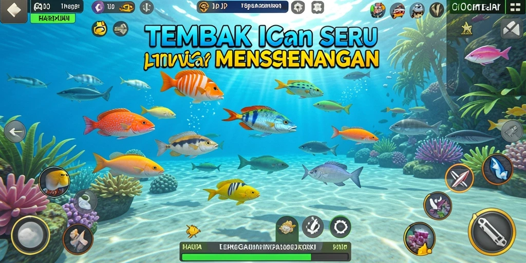 Tangkapan layar utama HARAPJP menampilkan momen seru dalam menembak ikan.