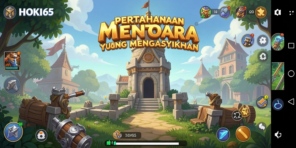 Tampilan gameplay HOKI65 yang mendebarkan dalam pertahanan menara.