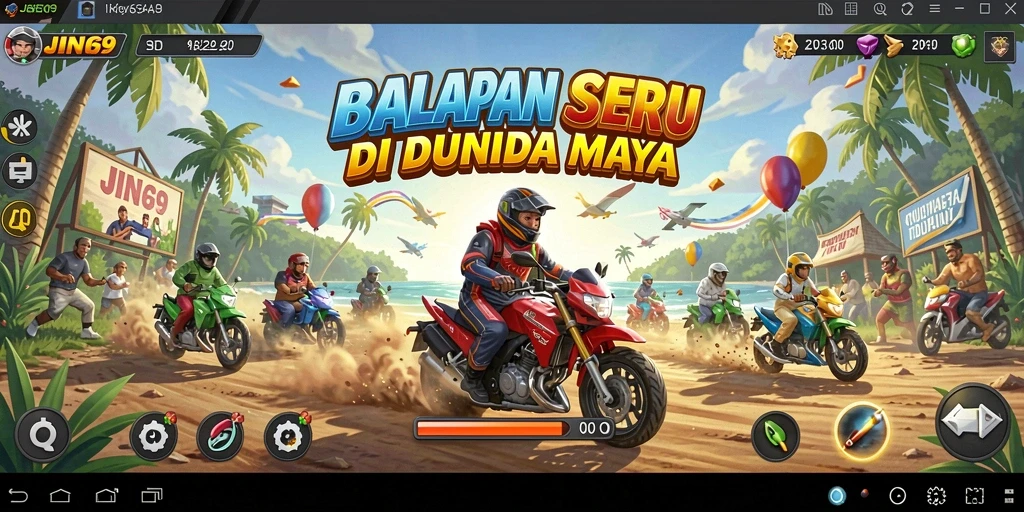 Tampilan gameplay balapan yang seru dan mendebarkan di JIN69.