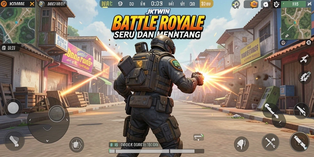 Tampilan menarik dari gameplay JKTWIN dalam pertempuran Battle Royale.