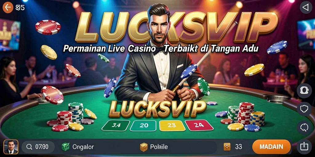 Tampilan menarik dari gameplay Live Casino LUCKSVIP dengan dealer langsung.