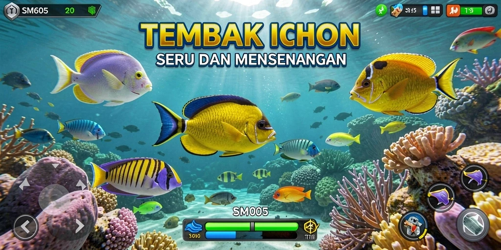 Screenshot SM605 menampilkan keseruan gameplay Tembak Ikan.