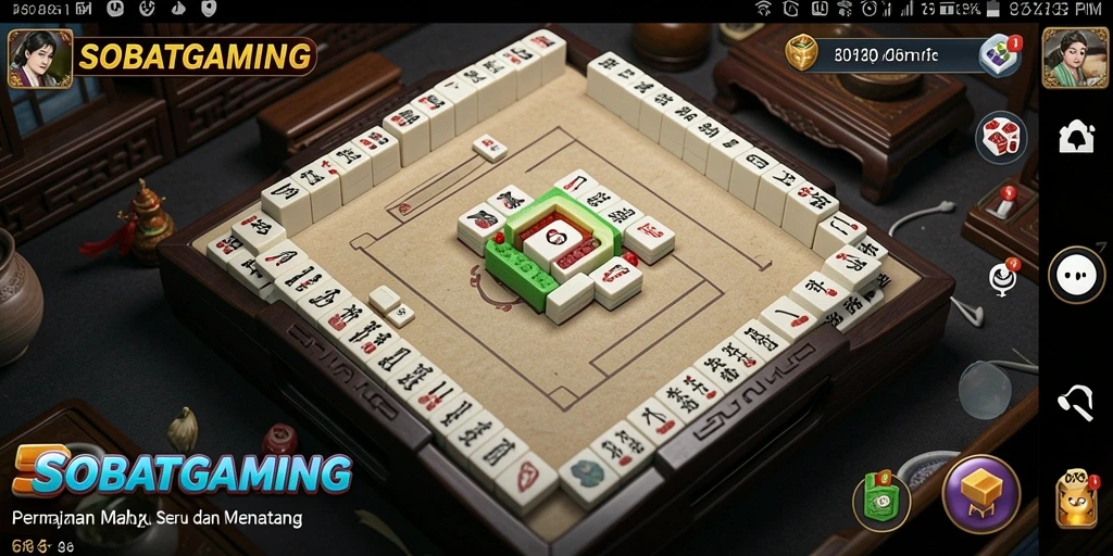 Screenshot menunjukkan gameplay Mahjong yang seru dan menantang.