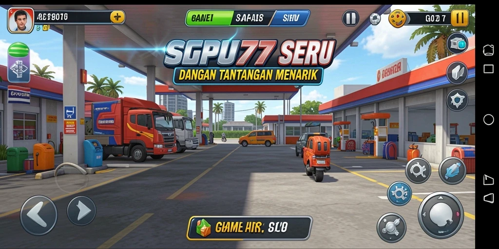 Screenshot gameplay SPBU77 yang menampilkan keseruan level Arcade.